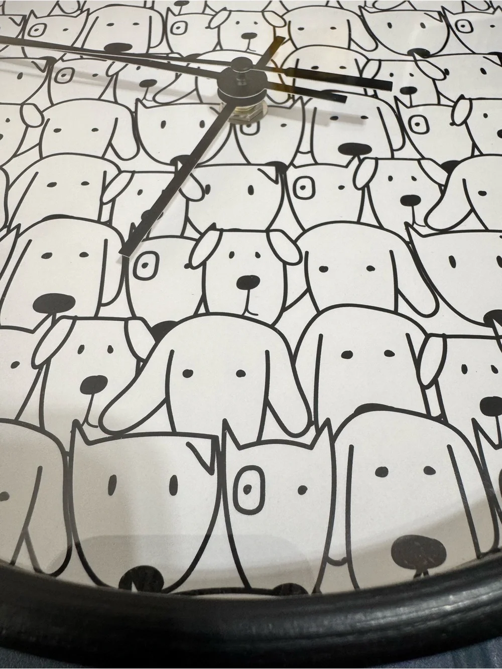 Black & White Dog Pattern Wall Clock